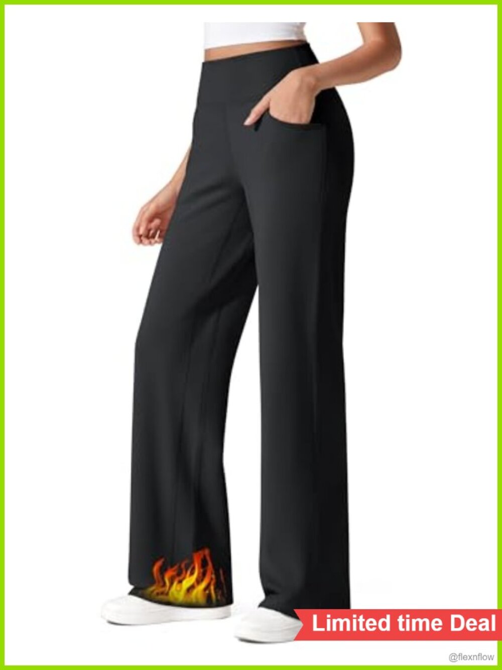 Fleece Lined Wide Leg Yoga Pants with Pockets